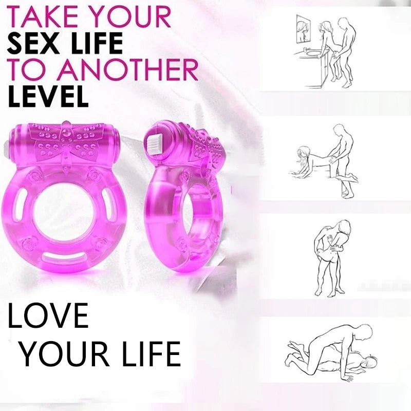 Butterfly Vibrating Penis Ring Silicone Cock Rings Vibrator Male Penis