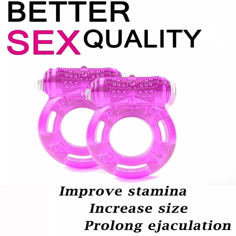 Butterfly Vibrating Penis Ring Silicone Cock Rings Vibrator Male Penis